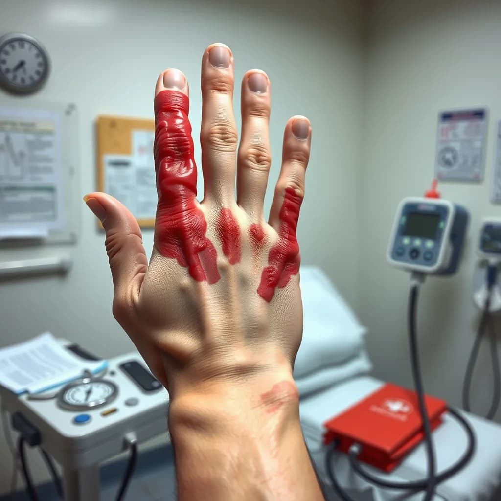 Pasien mengalami gejala penyakit jaringan ikat berlebihan pada tangan