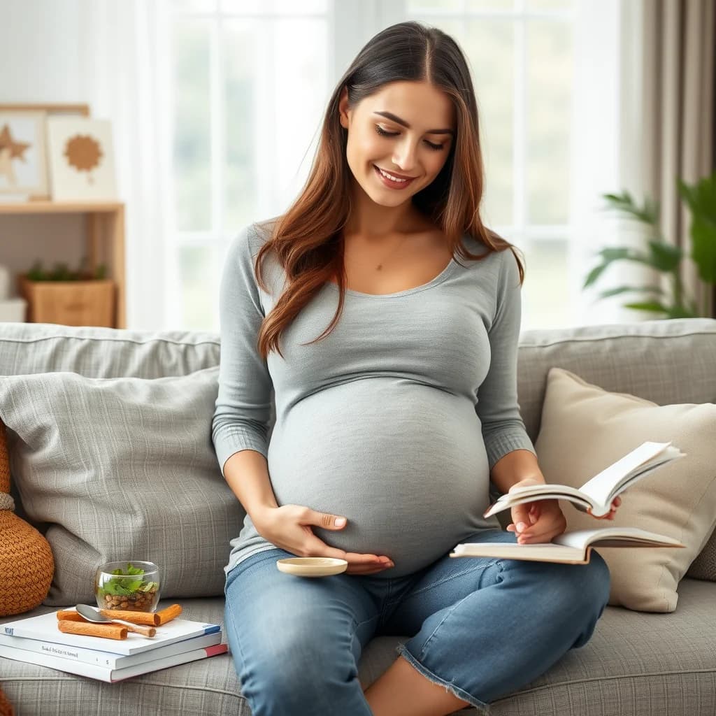 Ibu hamil duduk dengan nyaman sambil menjaga kesehatan