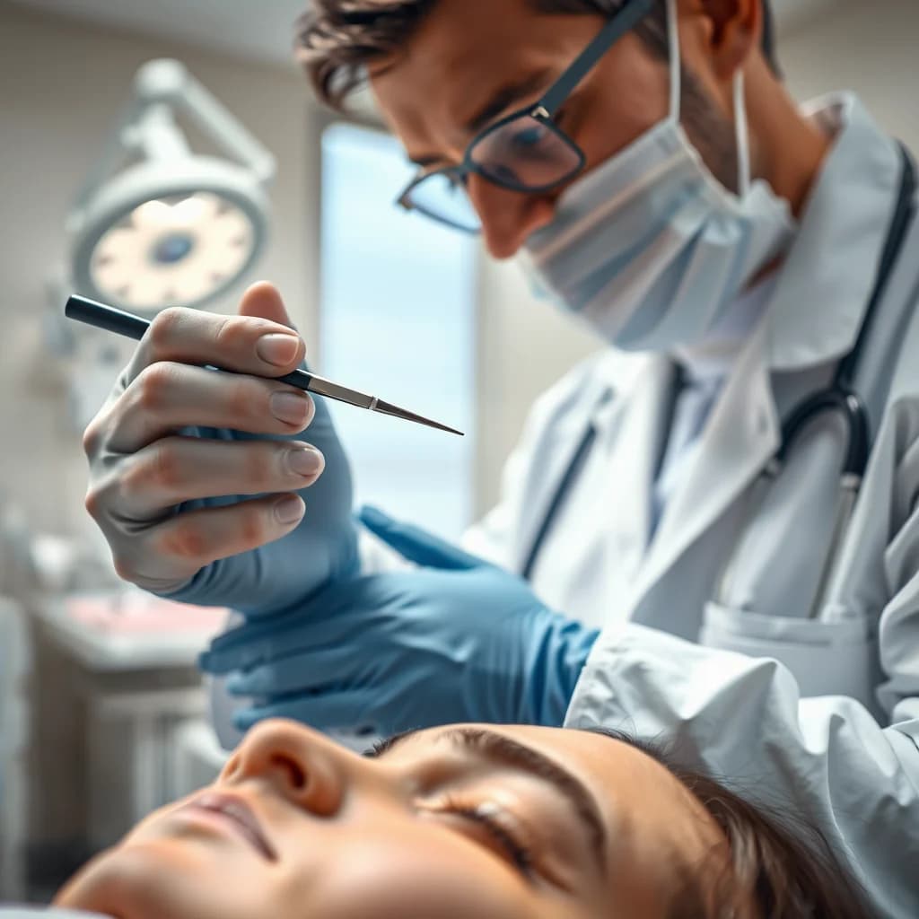 Dokter memeriksa kulit kepala pasien untuk mendeteksi borok