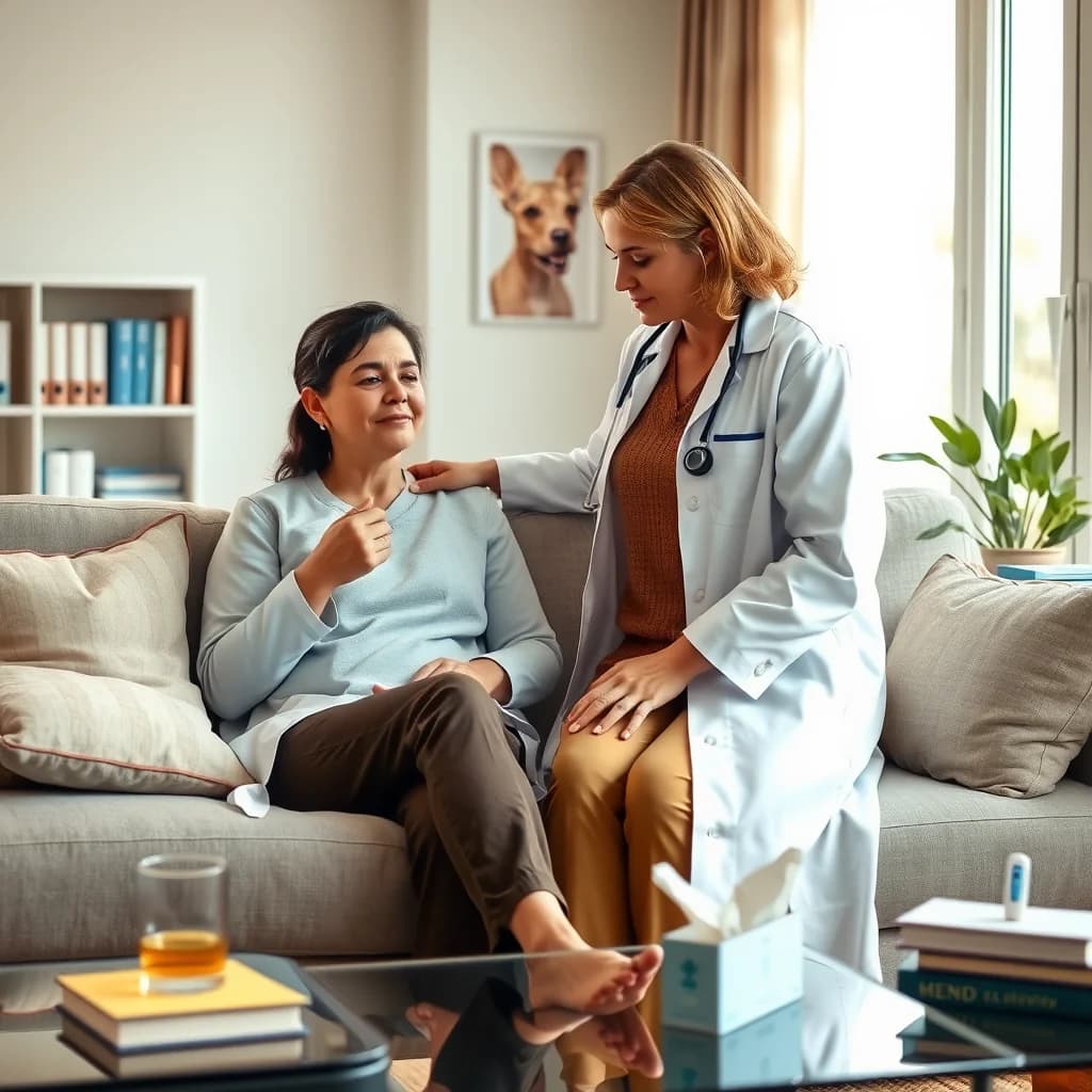 Dokter membantu pasien mengobati batuk kering di rumah dengan perawatan yang efektif