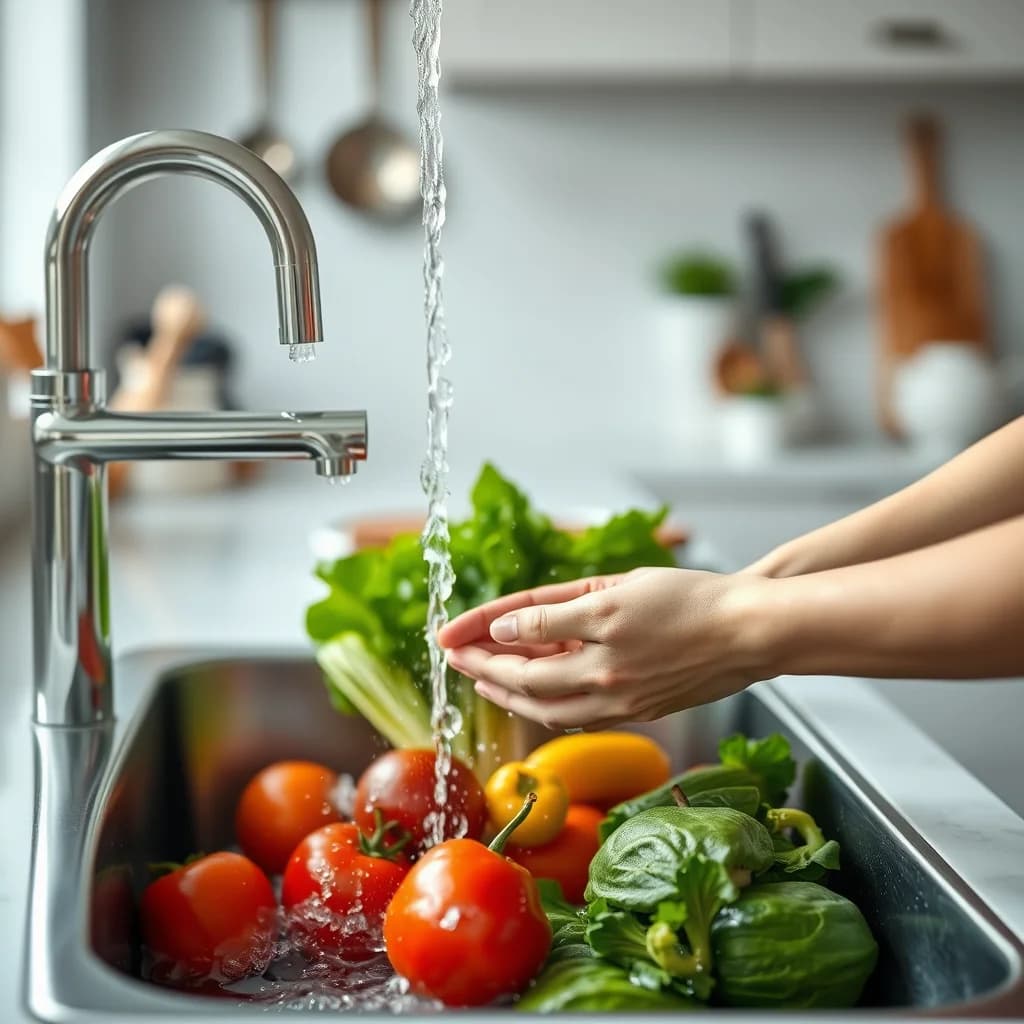 Mencuci buah dan sayur dengan benar untuk menghilangkan pestisida dan bakteri