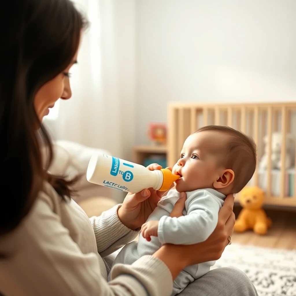 Ibu memberikan Lacto B kepada bayi dengan aman dan benar