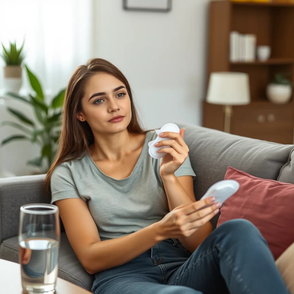 Dara muda memeriksa pembalutnya karena darah haid minim dan berlendir