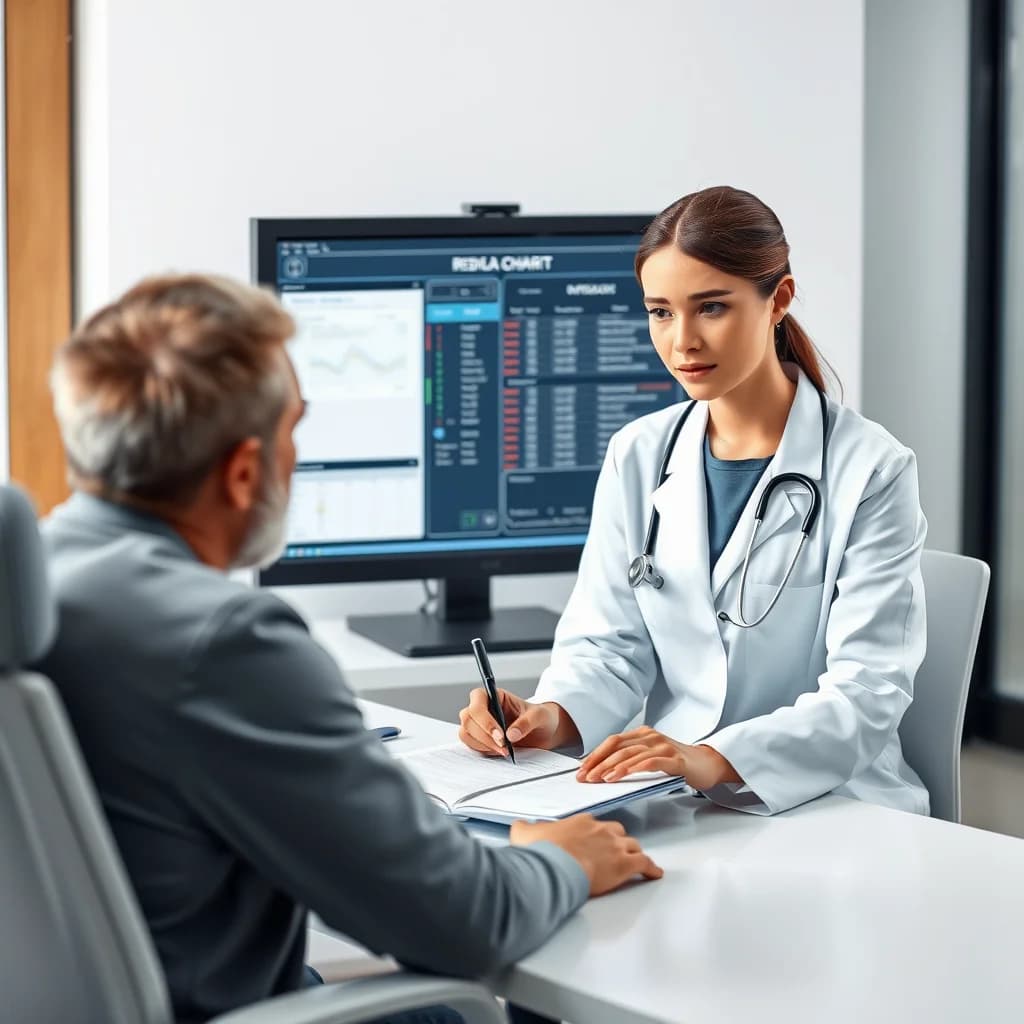 Dokter memeriksa pasien untuk mendeteksi kondisi hipertensi jas putih