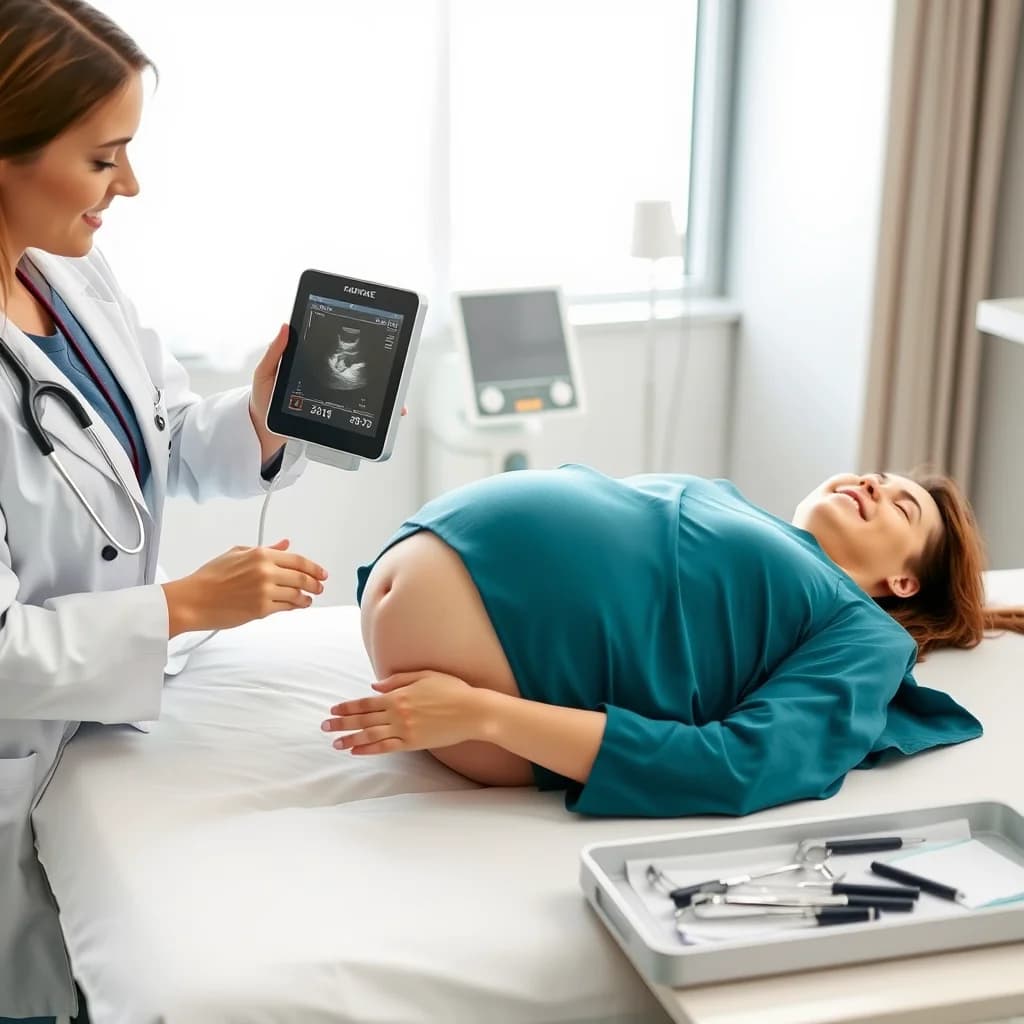 Ibu hamil menjalani pemeriksaan di klinik dengan dokter