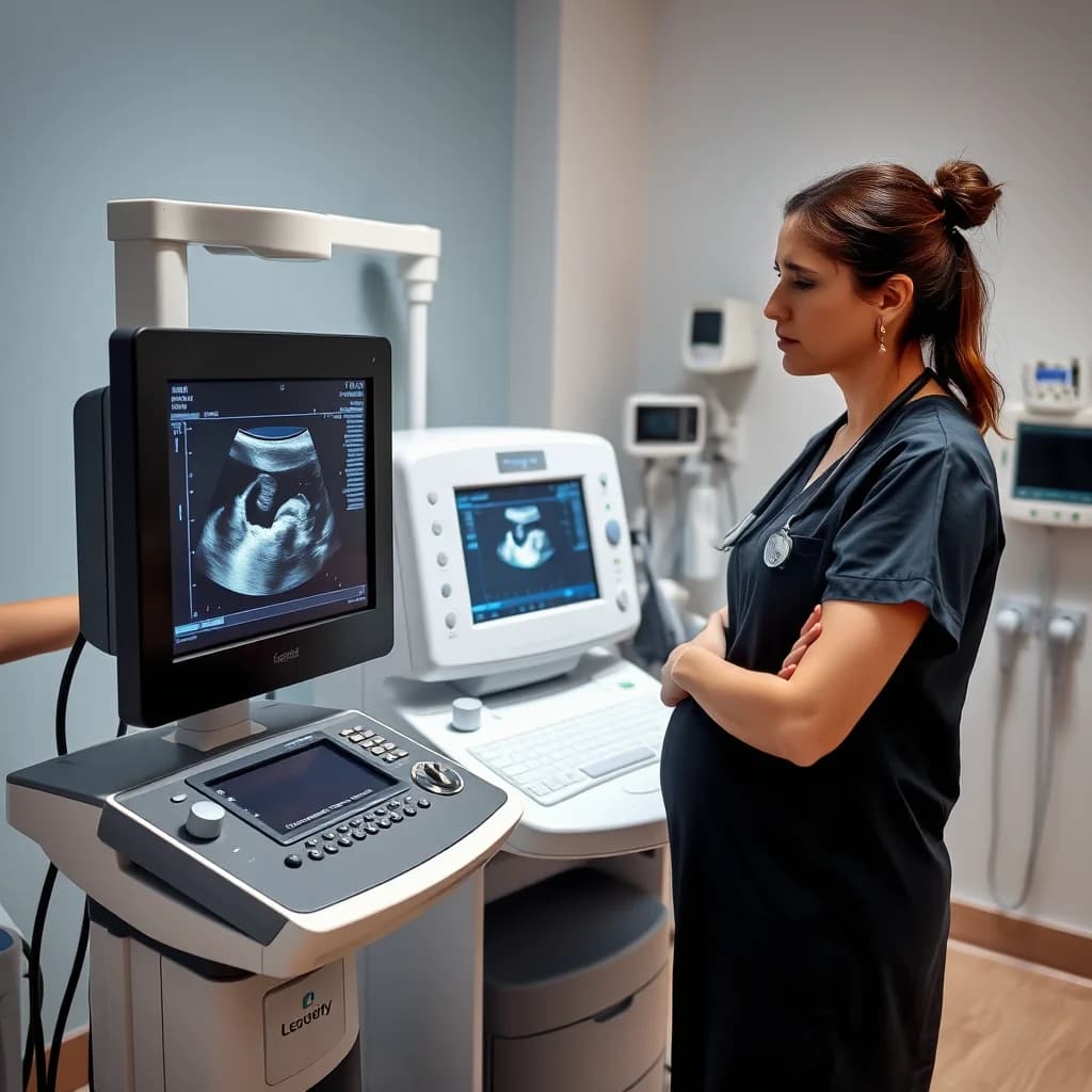 Dokter memeriksa hasil USG untuk mendeteksi kehamilan lebih dari 42 minggu