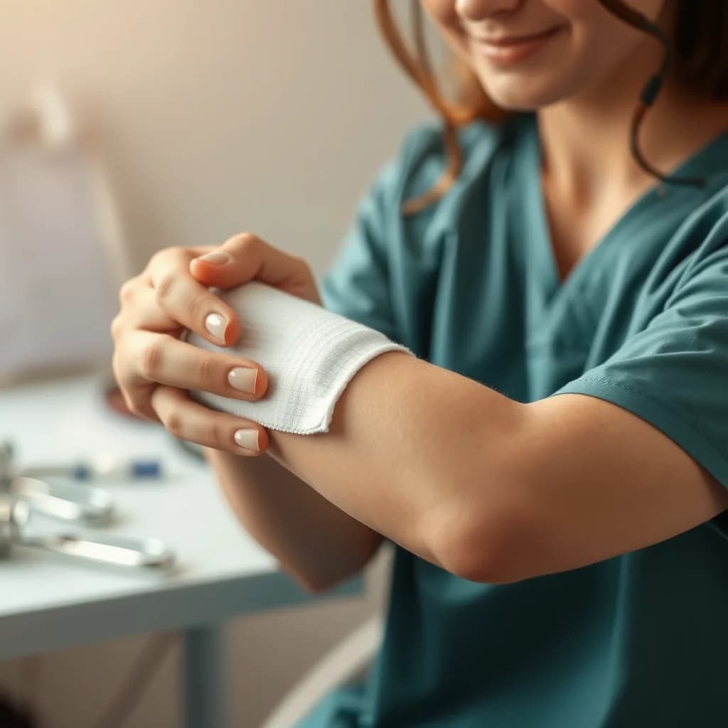 Orang melakukan kompres hangat pada lengan yang terluka