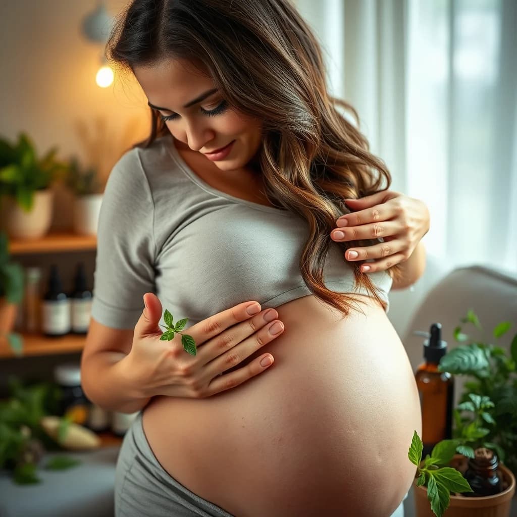 Ibu hamil menggunakan ramuan herbal untuk mengatasi nyeri keringat