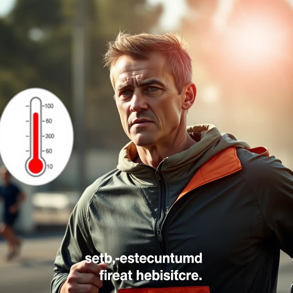 Atlet lari dengan jaket sambil berkeringat berlebihan