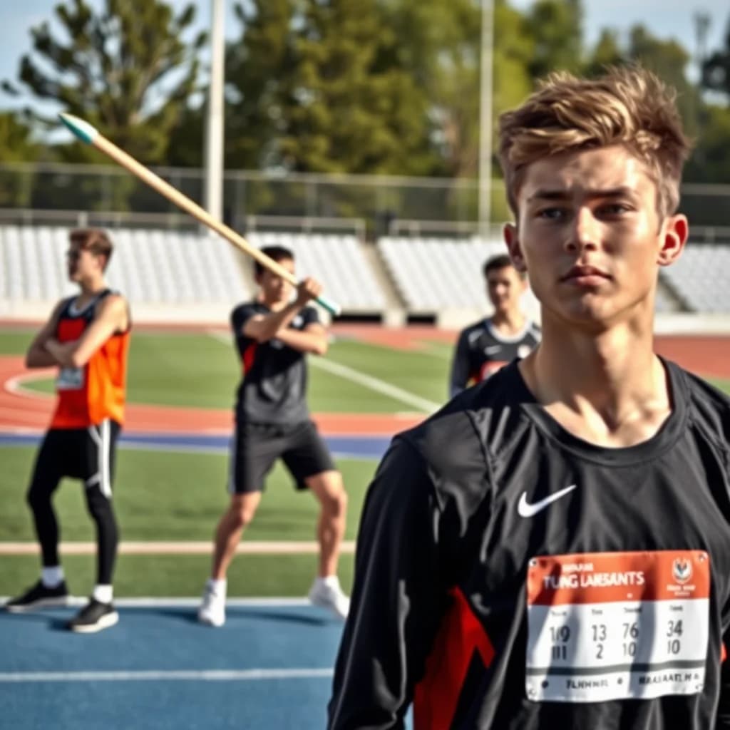Atlet memainkan lempar lembing dengan teknik yang benar