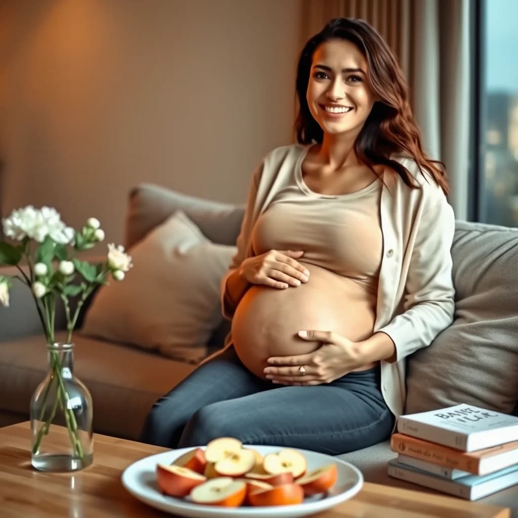 Ibu hamil menikmati apel untuk mendukung kesehatan janin dan dirinya sendiri