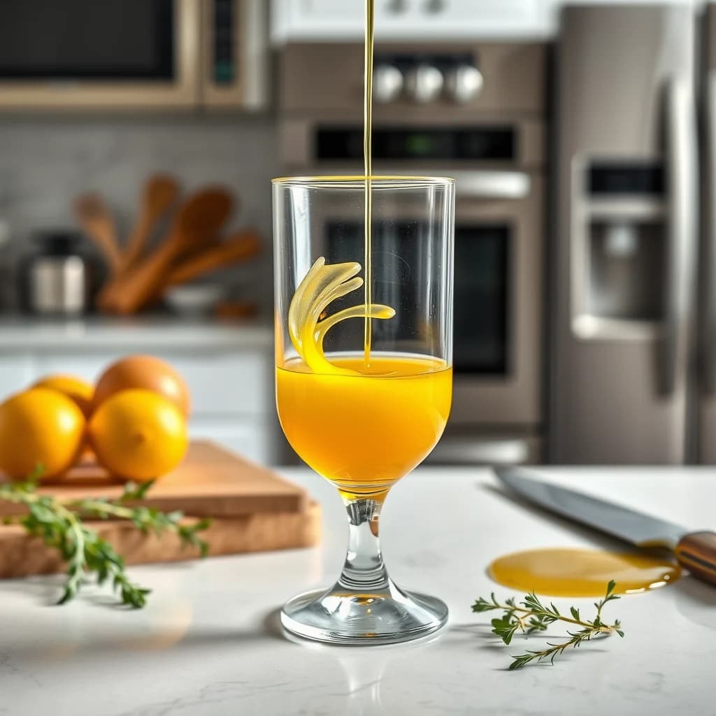 Gambar campuran kuning telur mentah dan madu dalam gelas