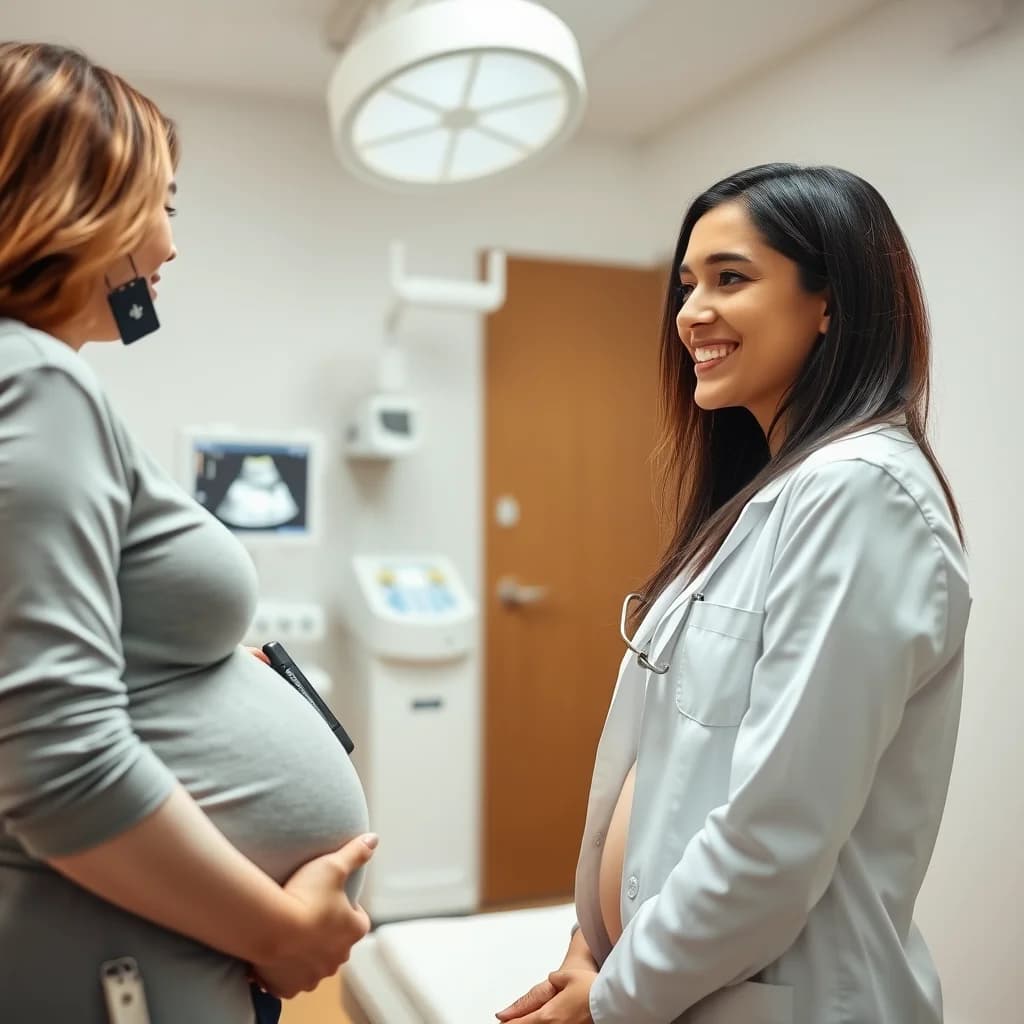 Dokter memeriksa kondisi janin dengan alat ultrasonografi