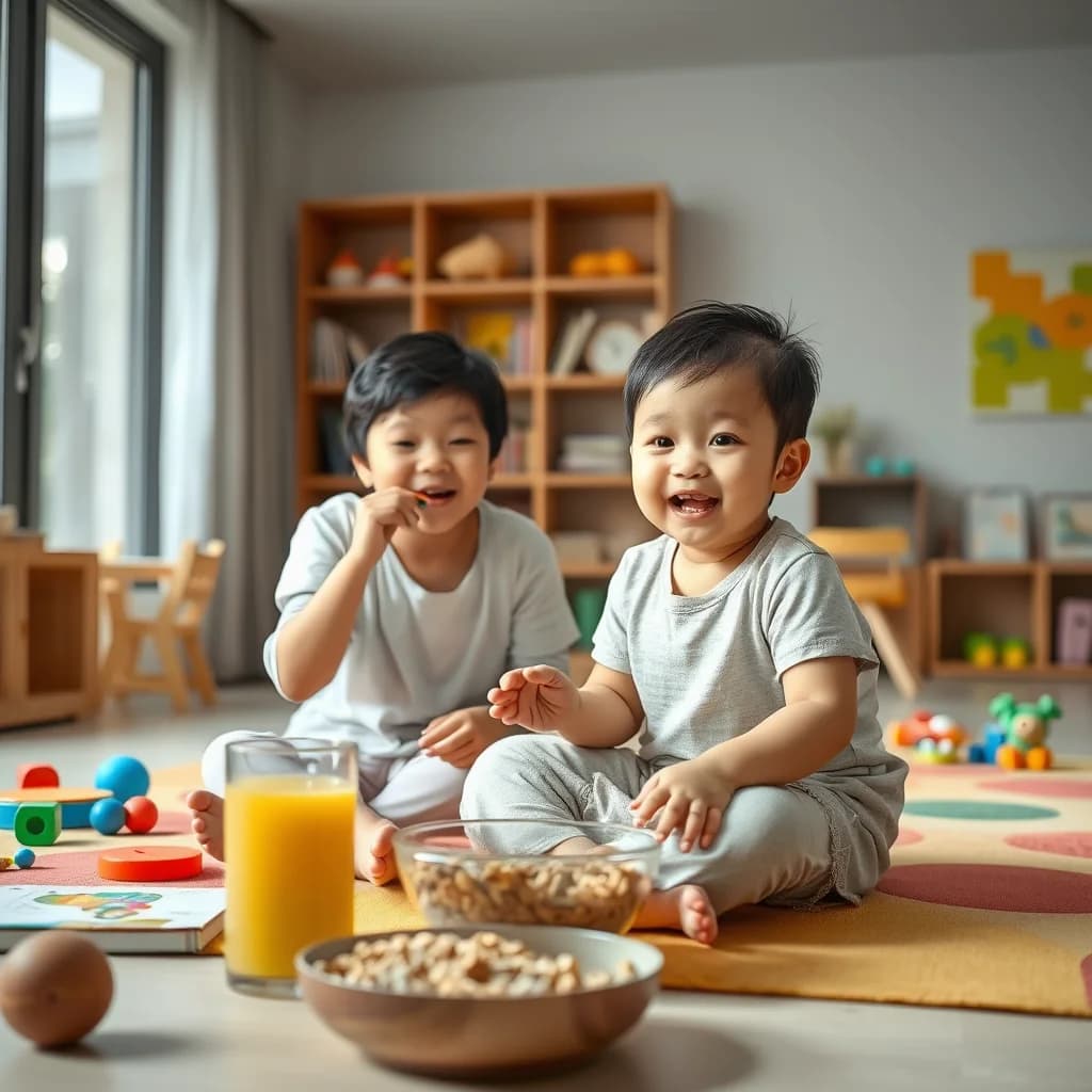 Ibu memberi makanan si kecil untuk meningkatkan daya tahan tubuh