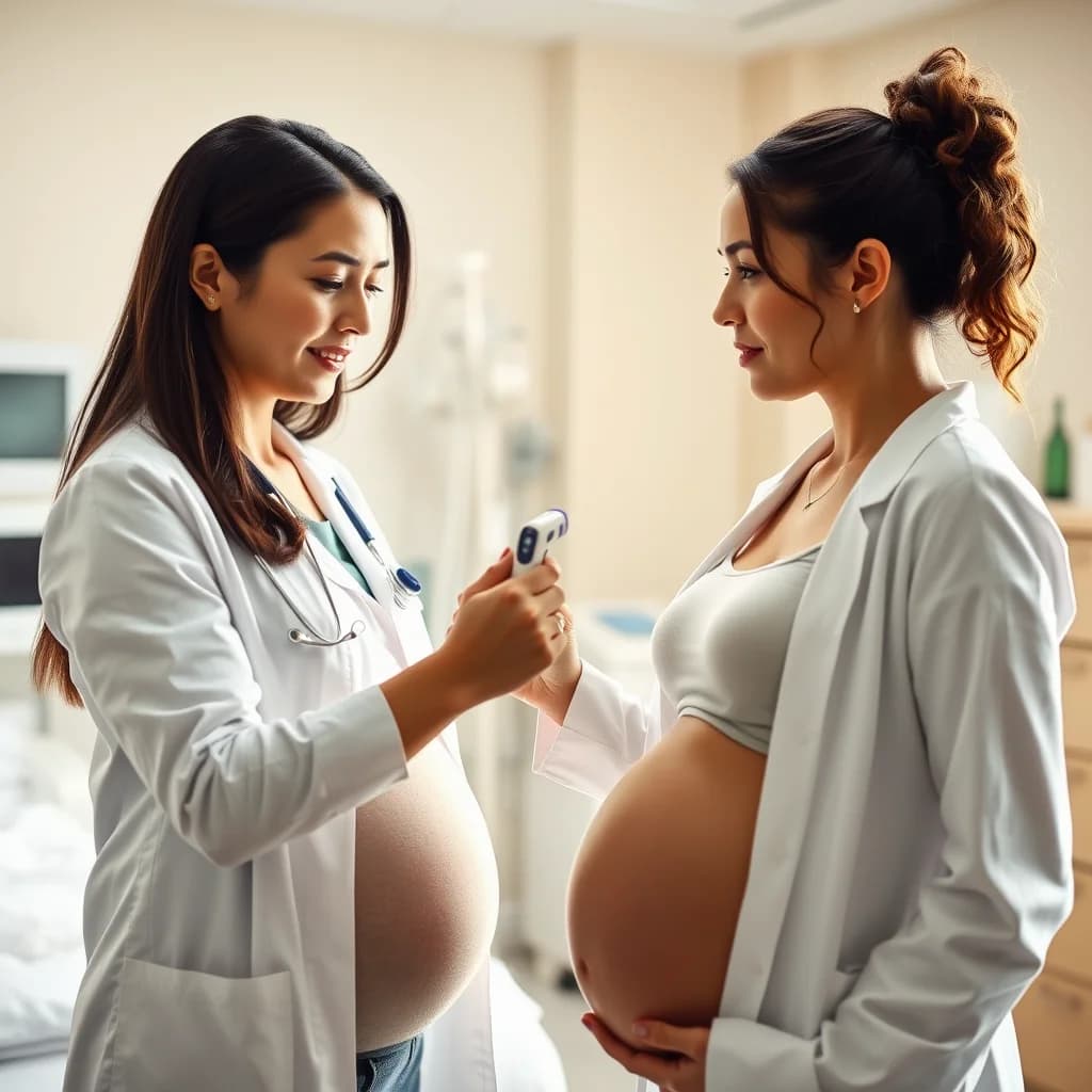 Dokter memeriksa ibu hamil untuk mendeteksi gejala diare