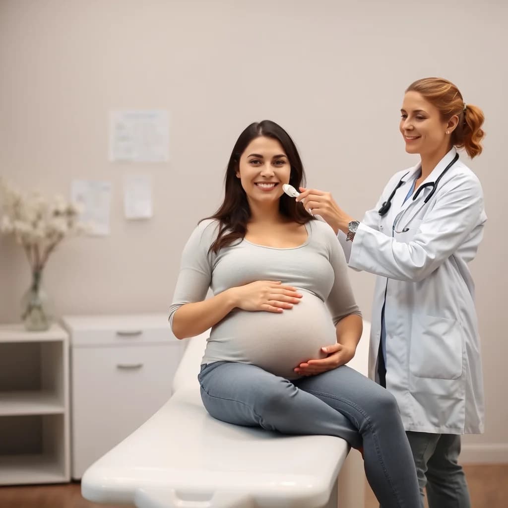 Seorang ibu hamil sedang menjalani pemeriksaan untuk sariawan di dokter