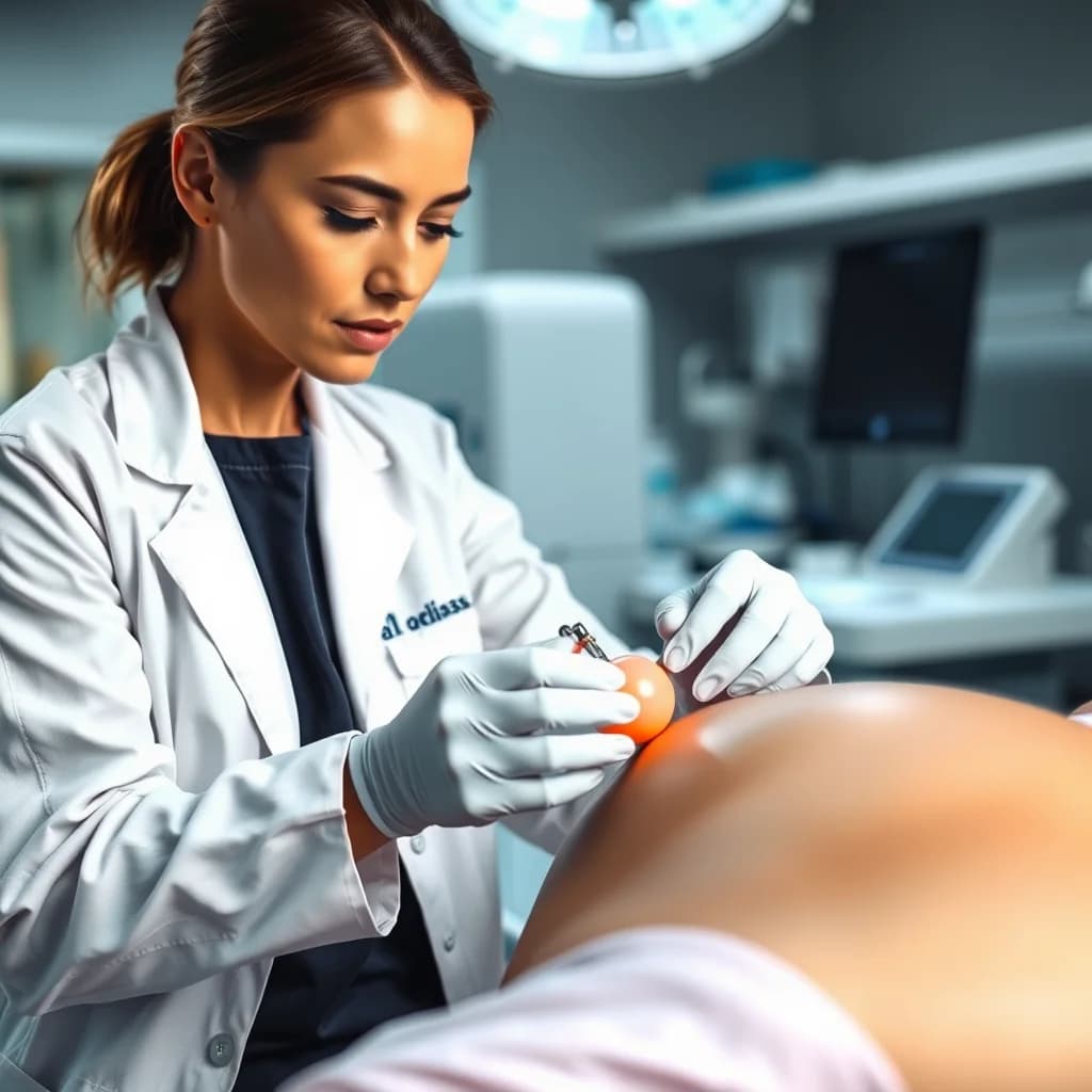 Dokter embriologi mengumpulkan telur dari ovarium wanita