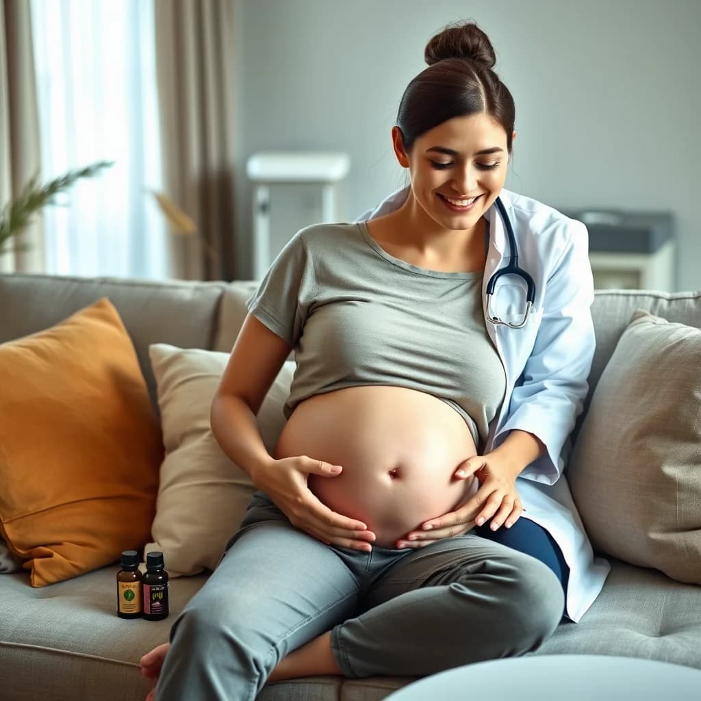 Ibu hamil tua berbicara dengan dokter atau bidan untuk mempersiapkan persalinan