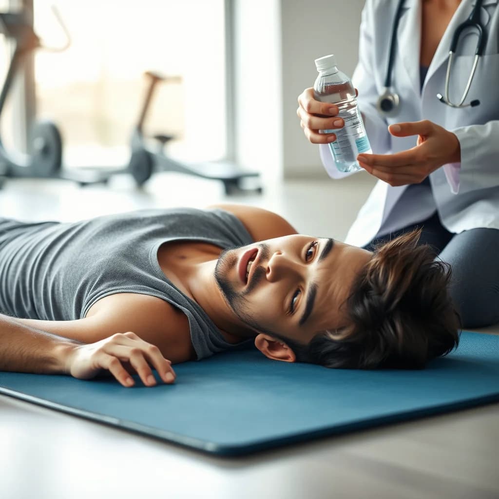 Seorang dokter memeriksa seseorang yang mengantuk setelah olahraga