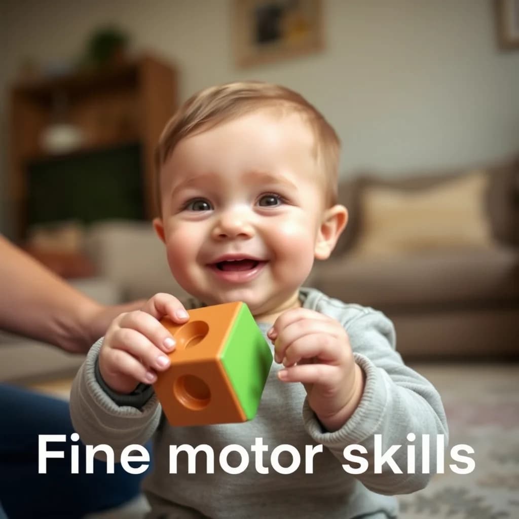 Anak melakukan perkembangan motorik kasar dengan menahan blok