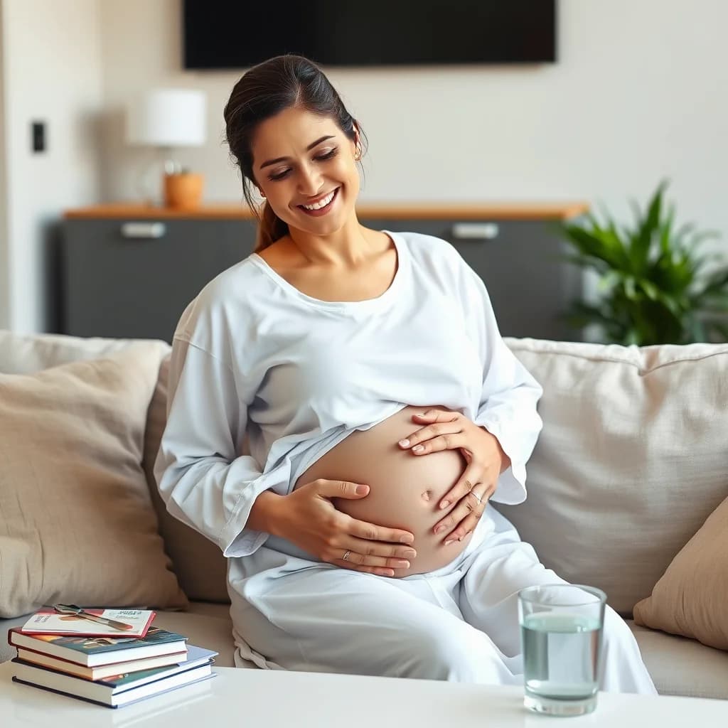 Ibu hamil dengan perut bunyi saat istirahat di rumah