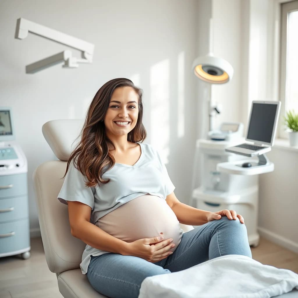 Ibu hamil sedang menjalani perawatan kulit untuk jerawat dengan bantuan dokter