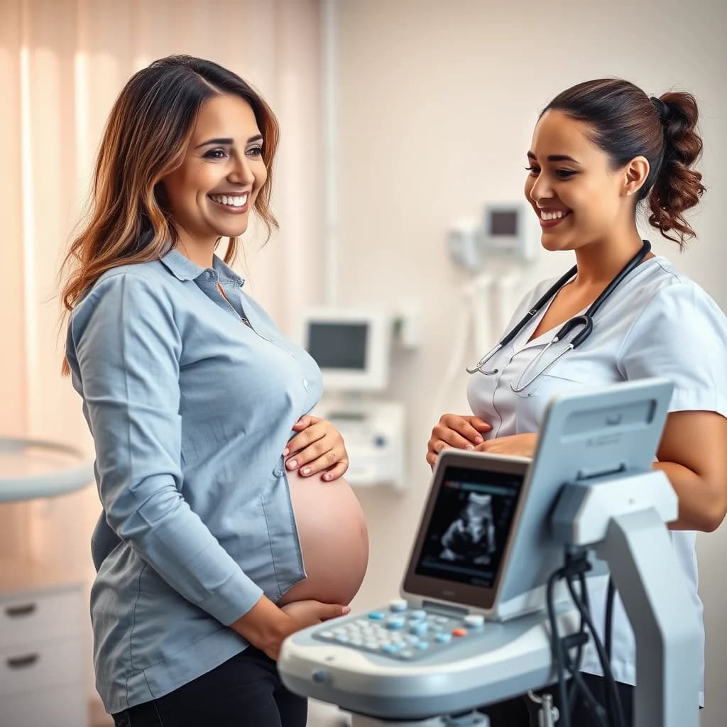 Seorang ibu hamil di bawah perawatan dokter untuk melakukan USG