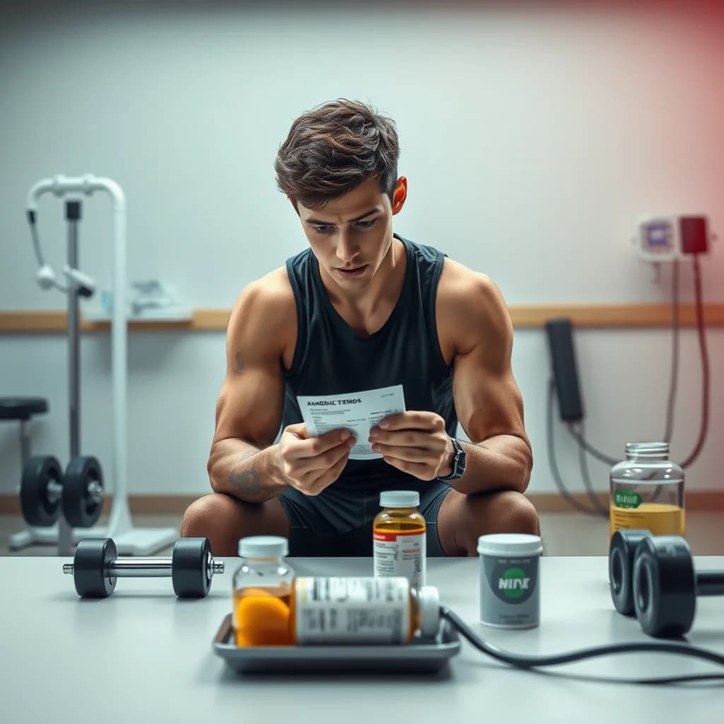 Seseorang membaca label steroid anabolik dan memahami bahaya penggunaannya