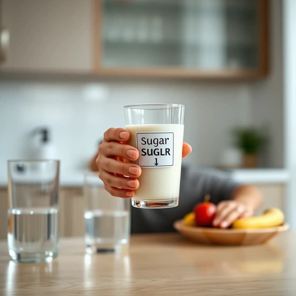 Ibu memegang susu kental manis dengan label gula