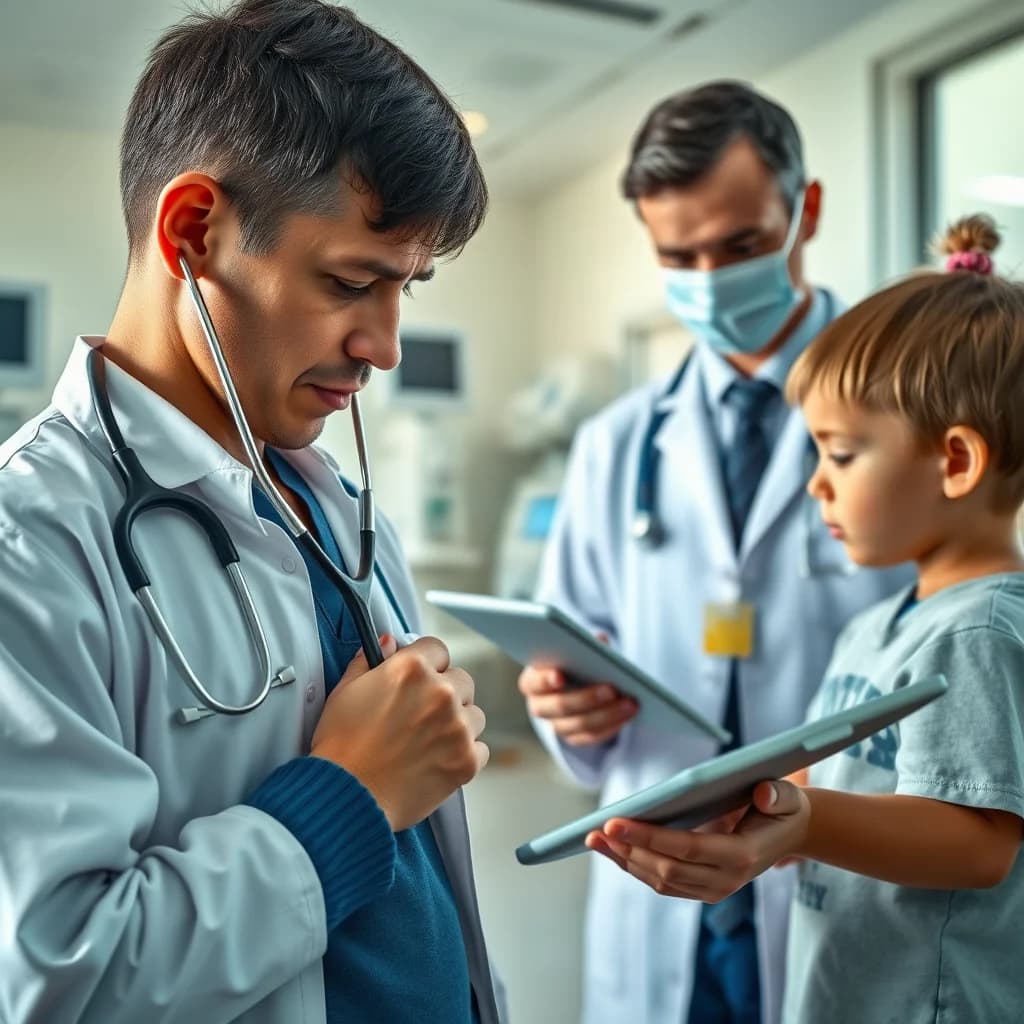 Dokter anak memeriksa denyut nadi anak untuk mendeteksi syok septik pada anak