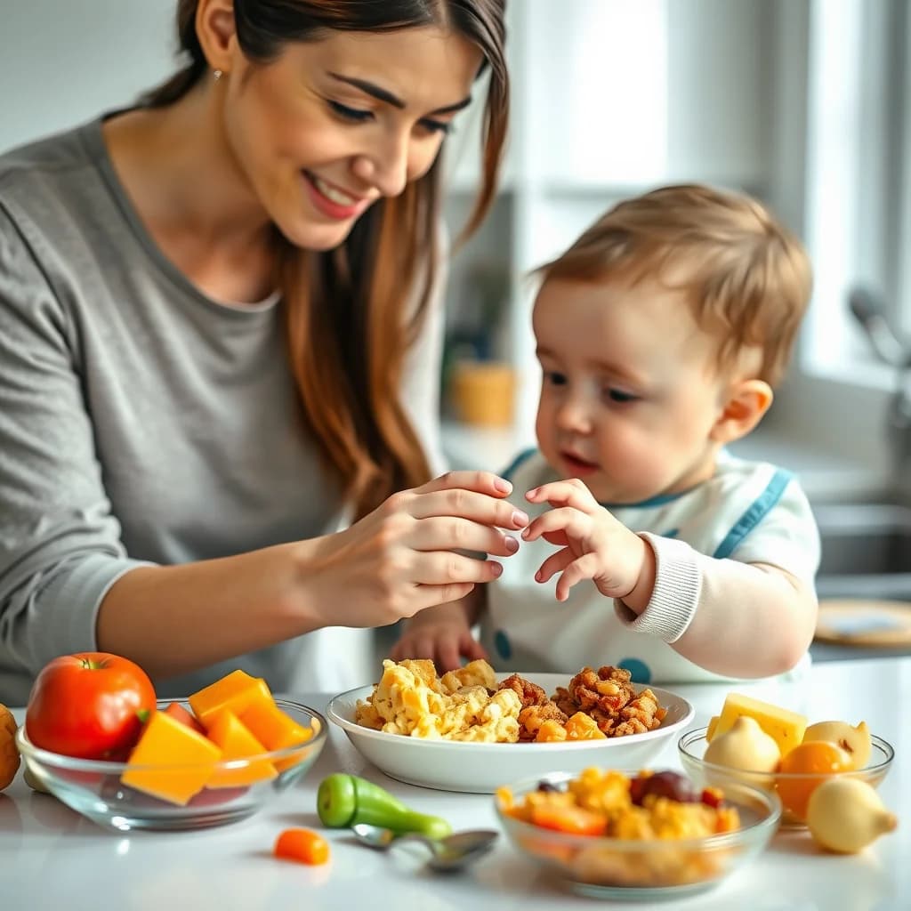 Ibu mengolah makanan bayi 8 bulan dengan tekstur yang tepat