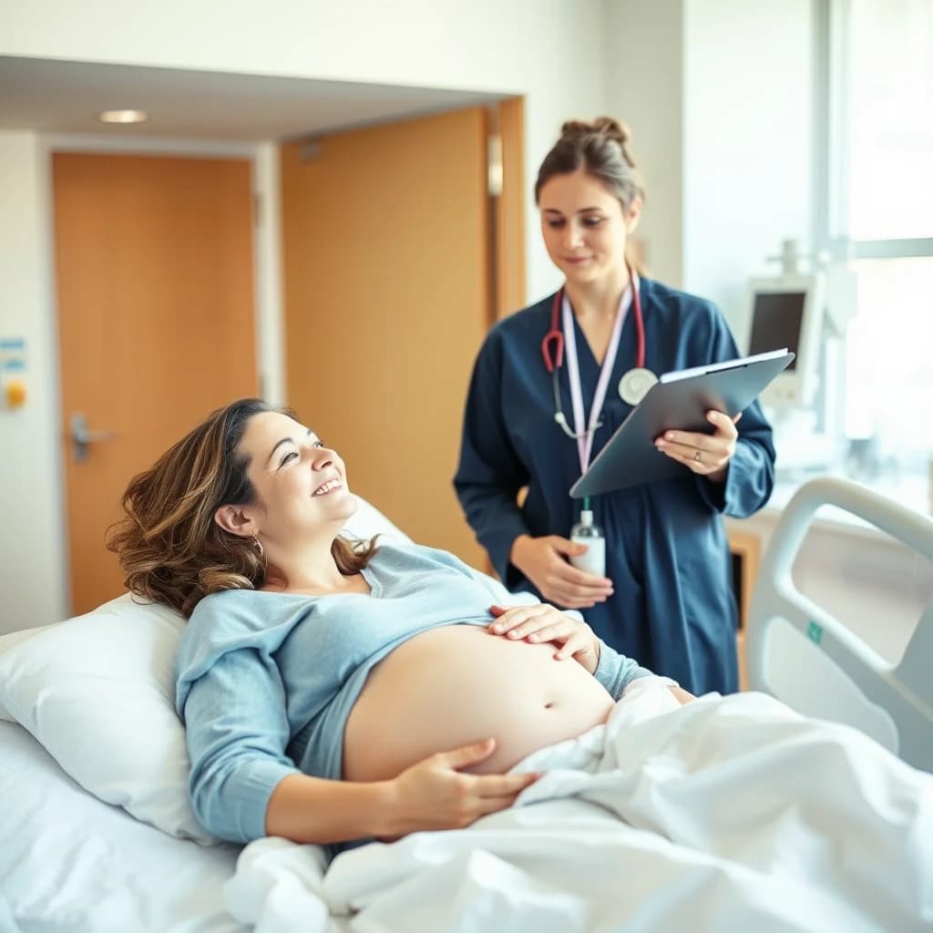 Ibu hamil berada di bawah perawatan seorang dokter saat melahirkan secara normal
