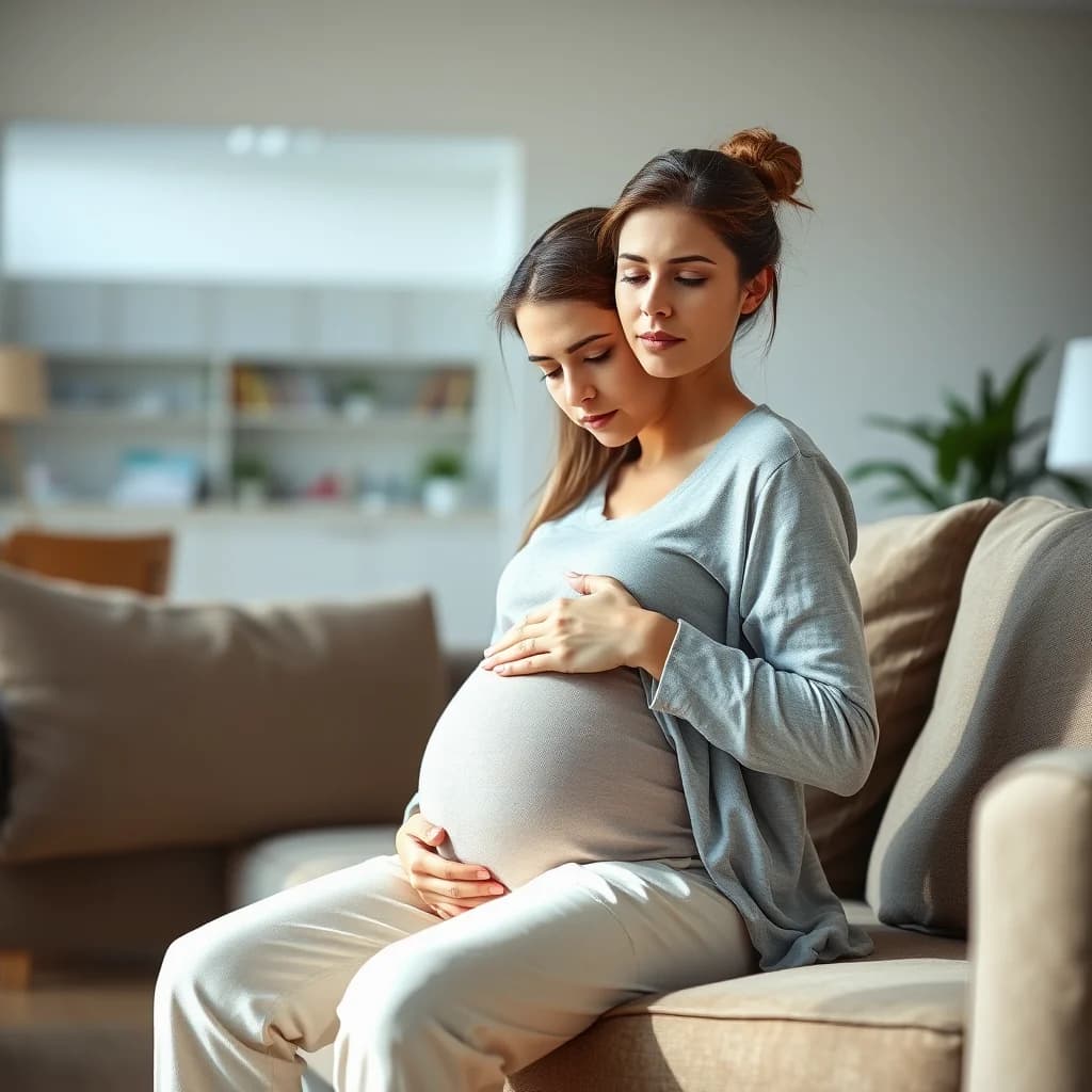 Perempuan hamil trimester 1 mengecek kondisi tubuhnya untuk mendeteksi gejala bahaya kehamilan